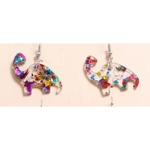 New! Adorable Brachiosaurus Dinosaur Colorful Acrylic Foil Filled Cute Dangle Ea